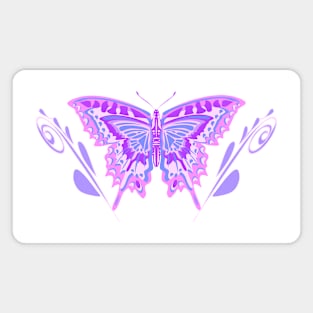 Stylized Pink And Mauve Pretty Butterfly Magnet